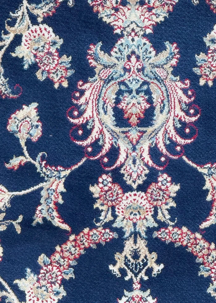 Navy Blue and Blue Round Persian Rug Afshan Pattern 5 x 5 - Image 2