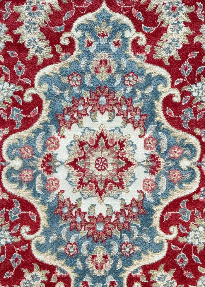 Beige and Red Round Persian Rug Faraz Pattern 5 x 5 - Image 3
