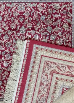 Red and Beige Persian Rug Shah Abbasi Pattern 5 x 5 - Image 4