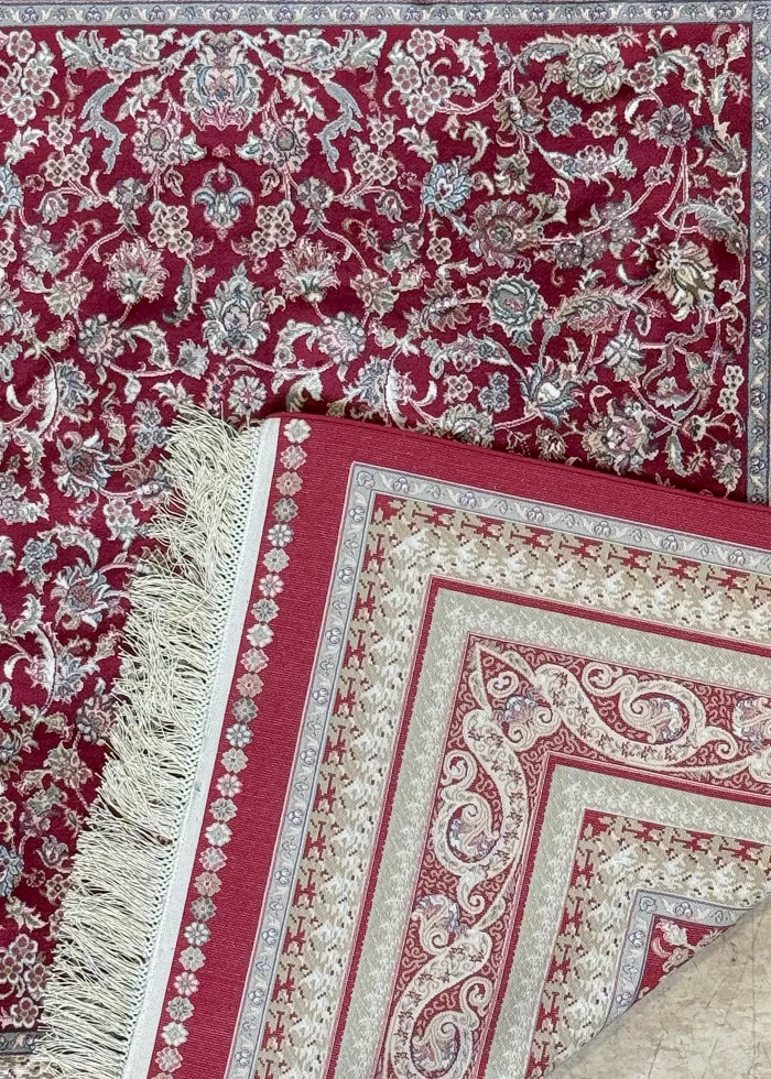 Red and Beige Persian Rug Shah Abbasi Pattern 5 x 5 - Image 4