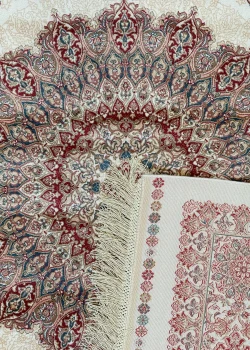 Beige and Red Persian Rug Vanda Pattern 5 x 5 - Image 4
