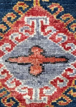 Navy Blue and Orange Wool Persian Rug Qashqai Pattern 4 x 6 - Image 4