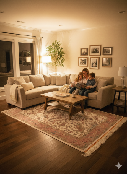 Beige and White Persian Rug Hunting Pattern 4 x 6