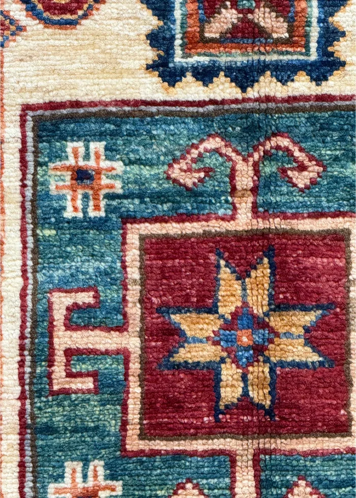 Blue and Yellow Wool Persian Rug Kashan Pattern 5 x 8 - Image 4