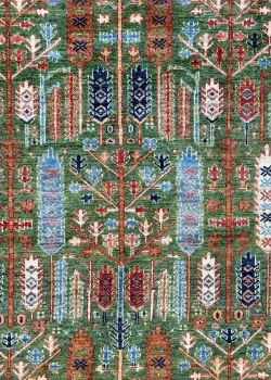 Green and Brown Wool Persian Rug Kashan Pattern 7 x 9 - Image 3