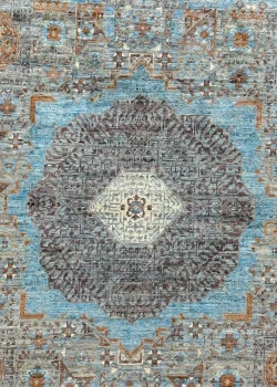 Beige and Blue Wool Persian Rug Tabriz Pattern 3 x 5 - Image 2