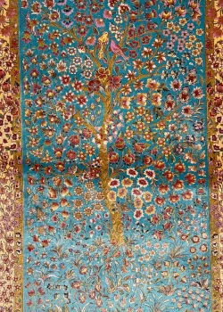 Blue and Beige Persian Rug Bird Garden Pattern 3 x 5 - Image 2