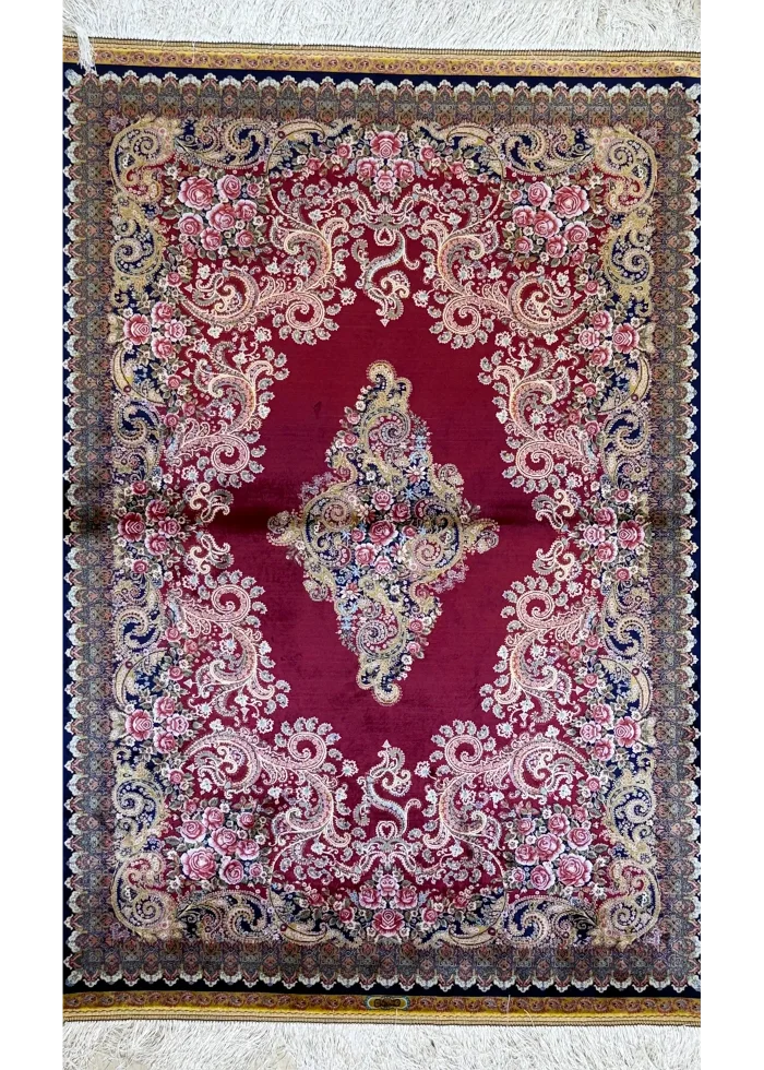 Red and Pink Persian Rug Paisley Pattern 3 x 5