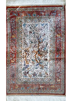 Red and Pink Persian Rug Paisley Pattern 4 x 6