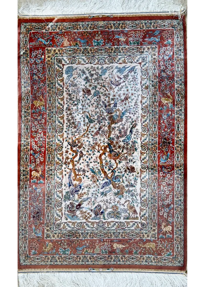 Red and Pink Persian Rug Paisley Pattern 4 x 6