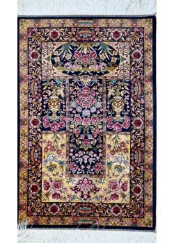 Blue and Pink Persian Rug Mehrab Pattern 2 x 3