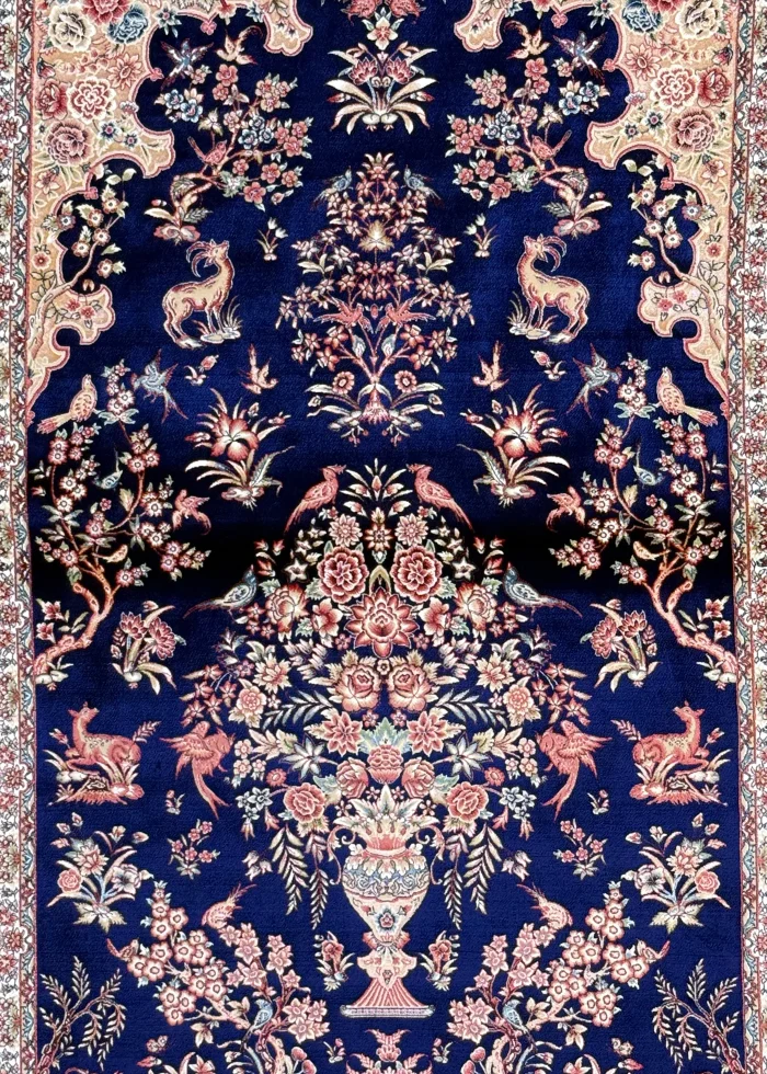 Blue and Beige Persian Rug Mehrab Pattern 3 x 5 - Image 2