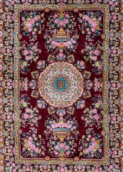 Red and Pink Persian Rug Rose Pattern 3 x 4 - Image 2