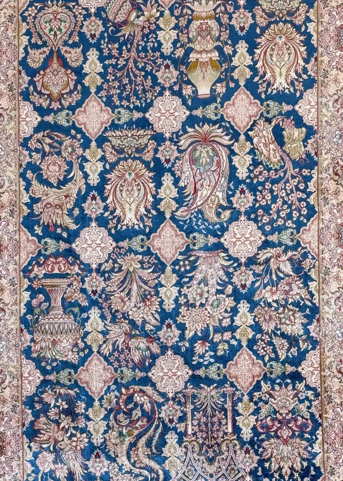 Blue and Beige Persian Rug Afshan Pattern 3 x 4 - Image 2