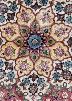 Blue and Pink Persian Rug Shah Abbasi Pattern 7 x 9 - Image 5
