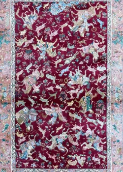 Pink and Red Persian Rug Hunting Pattern 3 x 5 - Image 4