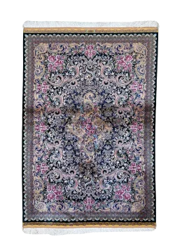 Pink and Black Persian Rug Paisley Pattern 3 x 5