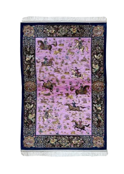 Pink and Purple Persian Rug Hunting Pattern 4 x 6