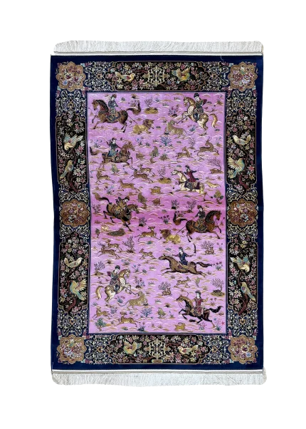 Pink and Purple Persian Rug Hunting Pattern 4 x 6