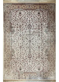 Beige and Green Persian Rug Shah Abbasi Pattern 7 x 9