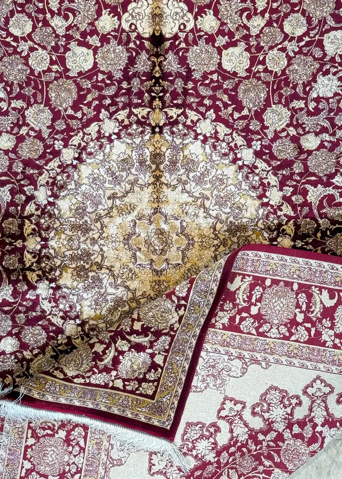 Red and Beige Persian Rug Shah Abbasi Pattern 5 x 8 - Image 5