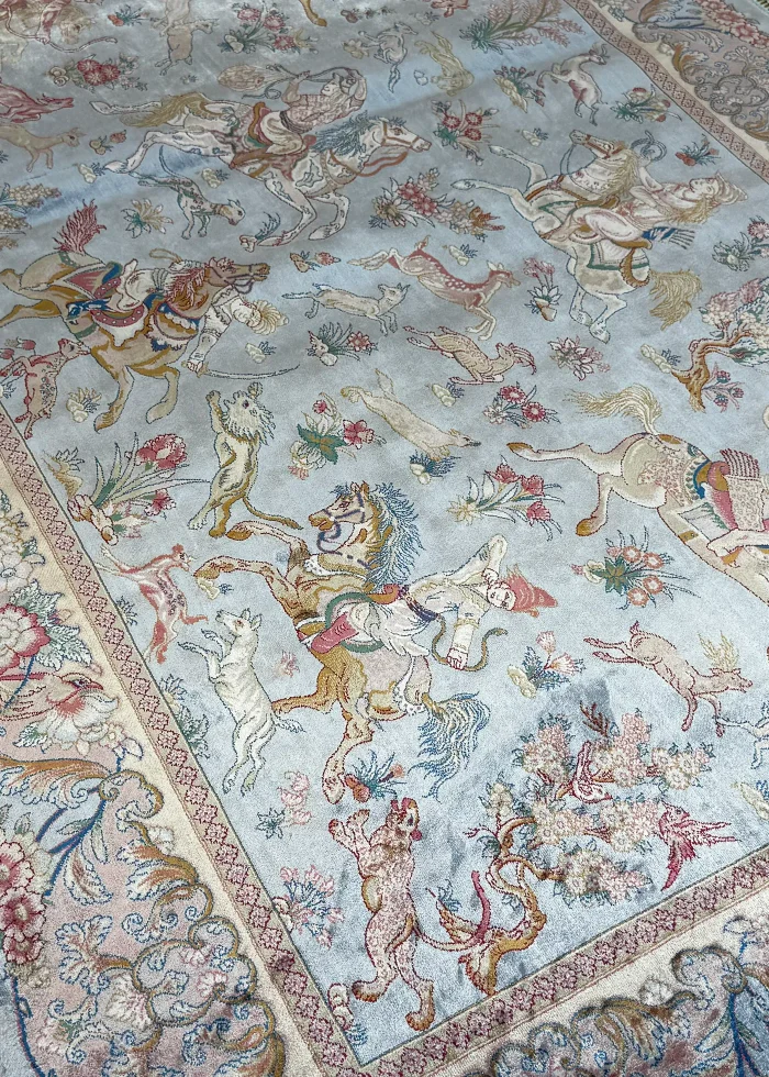 Blue Persian Rug Hunting Pattern 3 x 5 - Image 3