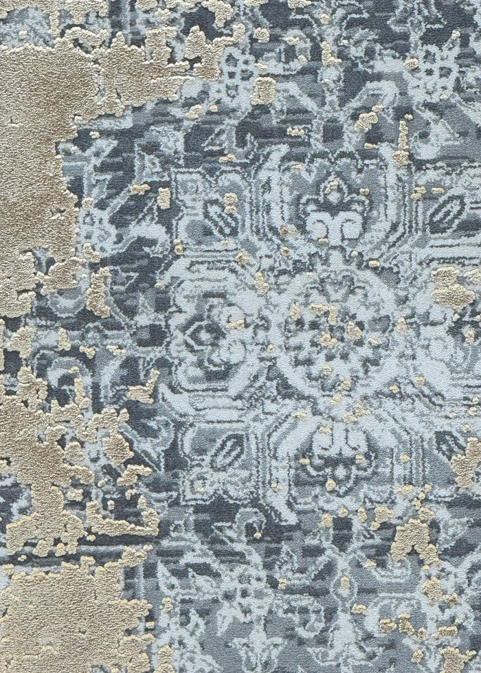 Gray and Gold Persian Rug Dawn Pattern 7 x 9 - Image 2