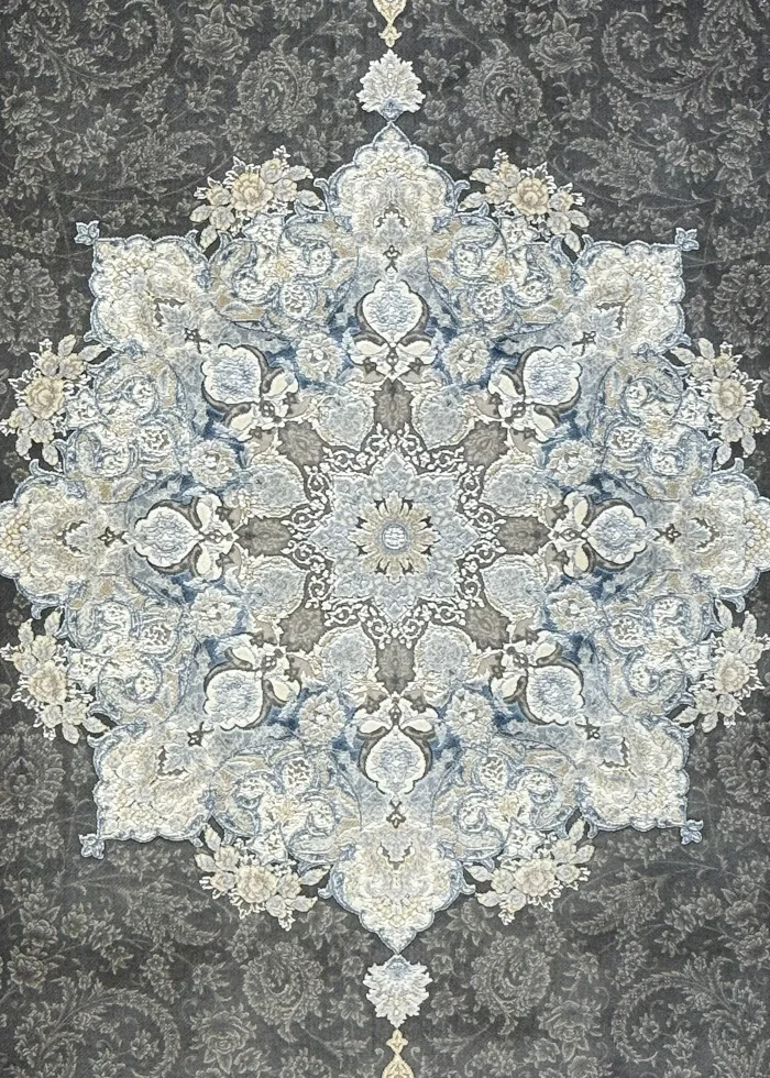 Gray and Beige Persian Rug Faraz Pattern 7 x 9 - Image 3