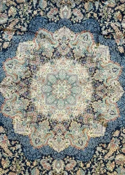 Blue and Beige Persian Rug Toranj Pattern 7 x 7 - Image 2