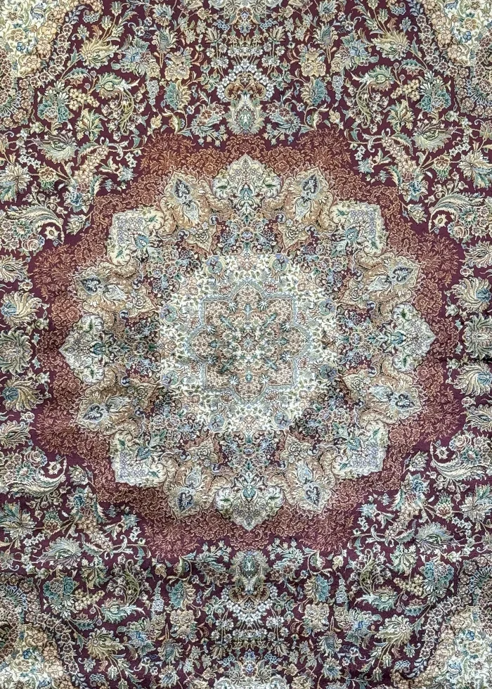 Red and Brown Persian Rug Toranj Pattern 7 x 7 - Image 2