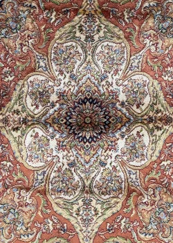 Brown and Orange Persian Rug Mahoor Pattern 7 x 7 - Image 2