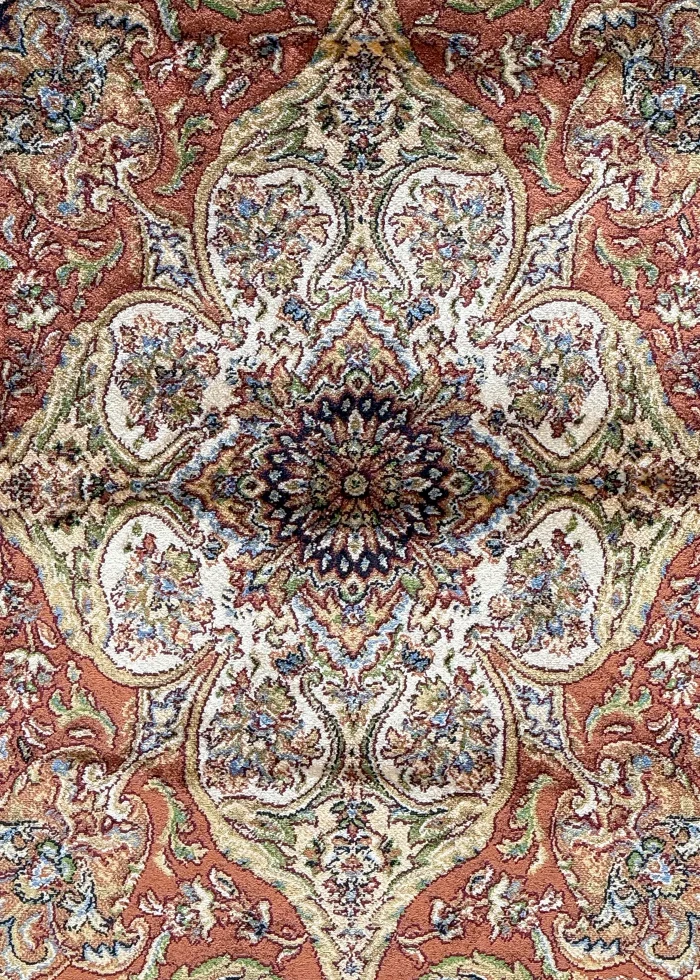 Brown and Orange Persian Rug Mahoor Pattern 7 x 7 - Image 2