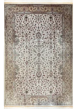 Beige and Green Persian Rug Shah Abbasi Pattern 7 x 9