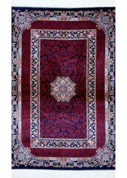 Red and Blue Persian Rug Whisper Pattern 3 x 5