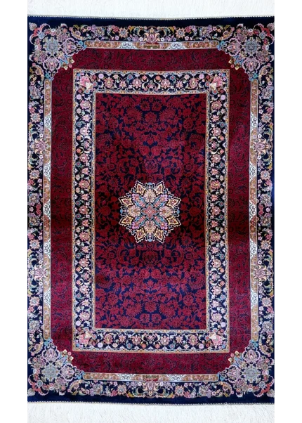 Red and Blue Persian Rug Whisper Pattern 3 x 5