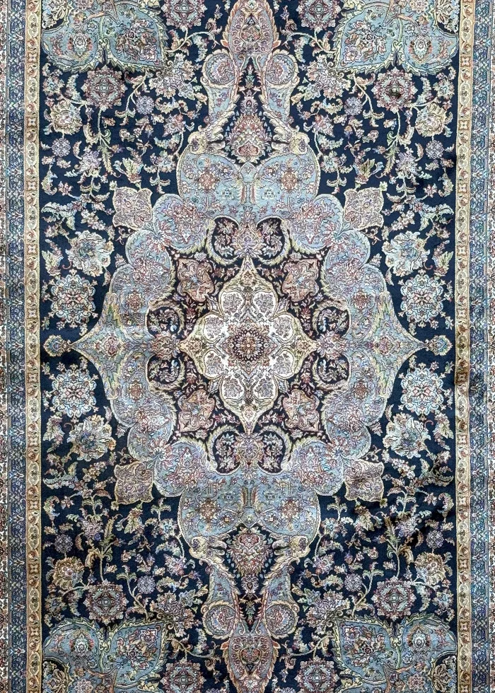 Blue and Beige Persian Rug Mahoor Pattern 4 x 6 - Image 3