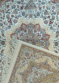 Beige and White Persian Rug Toranj Pattern 4 x 6 - Image 3