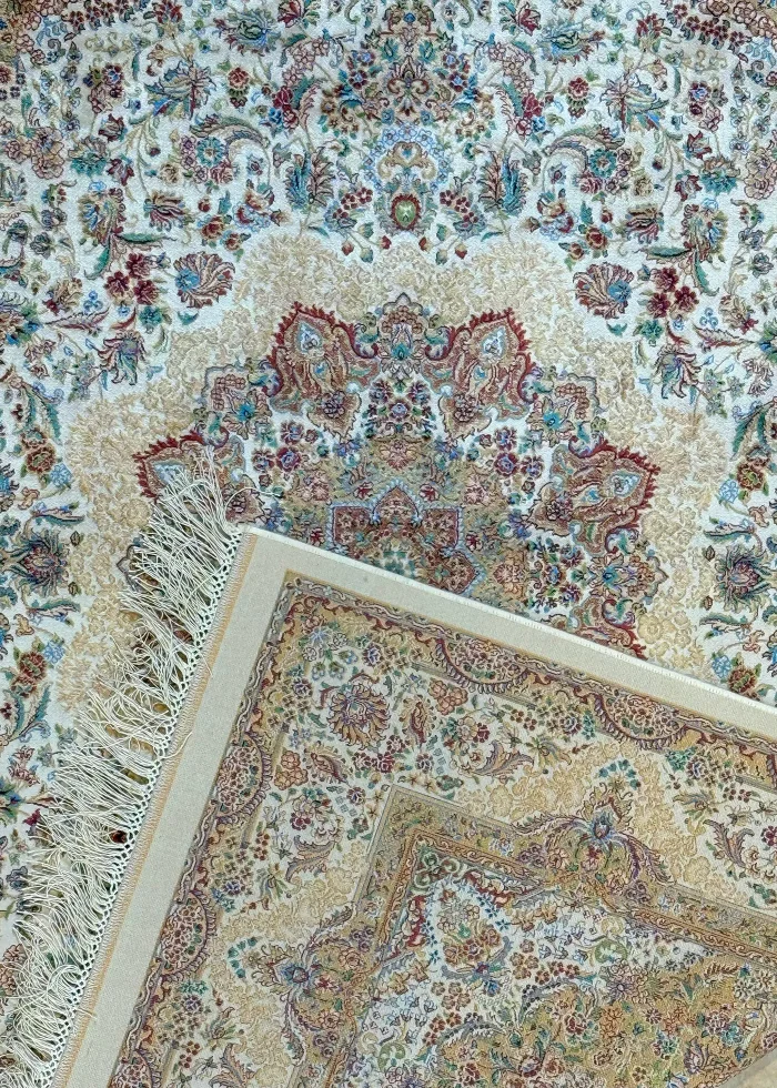 Beige and White Persian Rug Toranj Pattern 4 x 6 - Image 3
