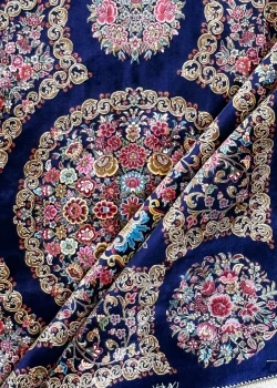 Blue and Pink Persian Rug Thousand Flowers Pattern 7 x 7 - Image 8