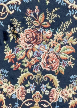 Navy Blue and Blue Persian Rug Rose Pattern 8 x 10 - Image 6