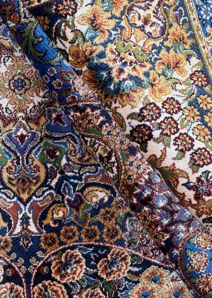 Navy Blue and Beige Persian Rug Flame Pattern 4 x 6 - Image 7