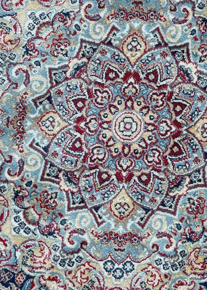 Red and Beige Round Persian Rug Elham Pattern 5 x 5 - Image 3