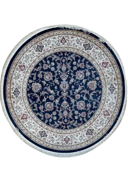 Navy Blue and Blue Round Persian Rug Afshan Pattern 5 x 5