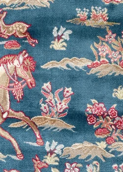 Blue and Beige Persian Rug Hunting Pattern 5 x 5 - Image 3