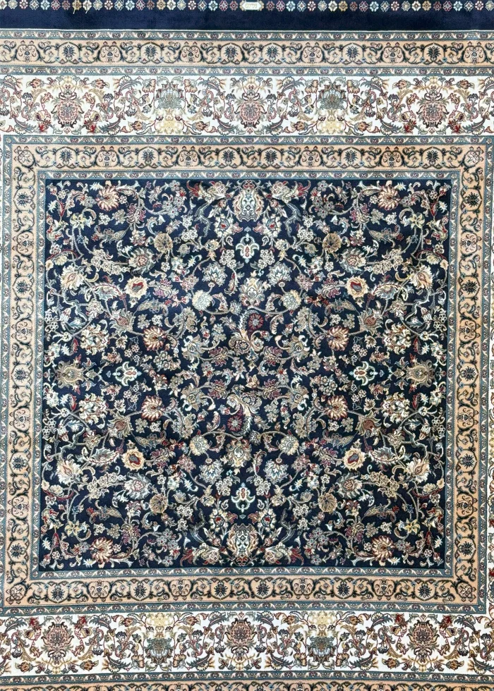 Navy Blue and Blue Persian Rug Afshan Pattern 5 x 5 - Image 2