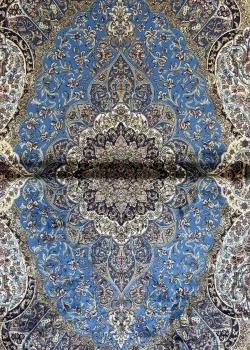 Blue and Beige Persian Rug Flame Pattern 4 x 6 - Image 2