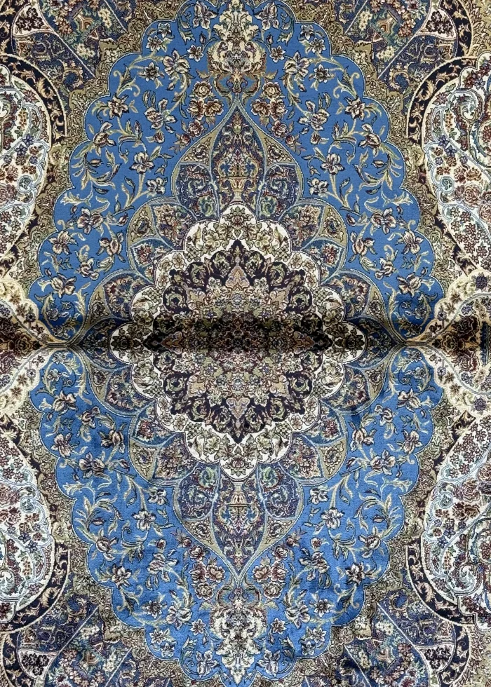 Blue and Beige Persian Rug Flame Pattern 4 x 6 - Image 2