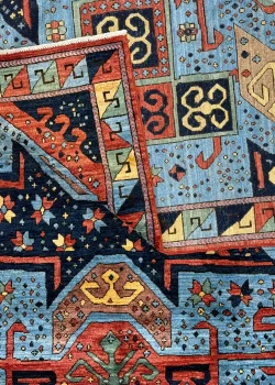 Blue and Orange Wool Persian Rug Qashqai Pattern 8 x 10 - Image 6