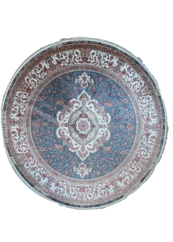 Blue and White Round Persian Rug Heaven Pattern 5 x 5