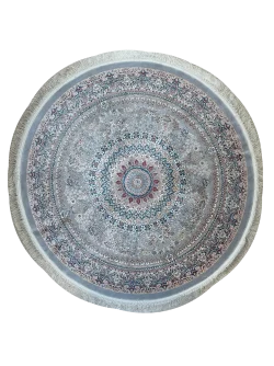 Gray and Blue Round Persian Rug Vanda Pattern 5 x 5